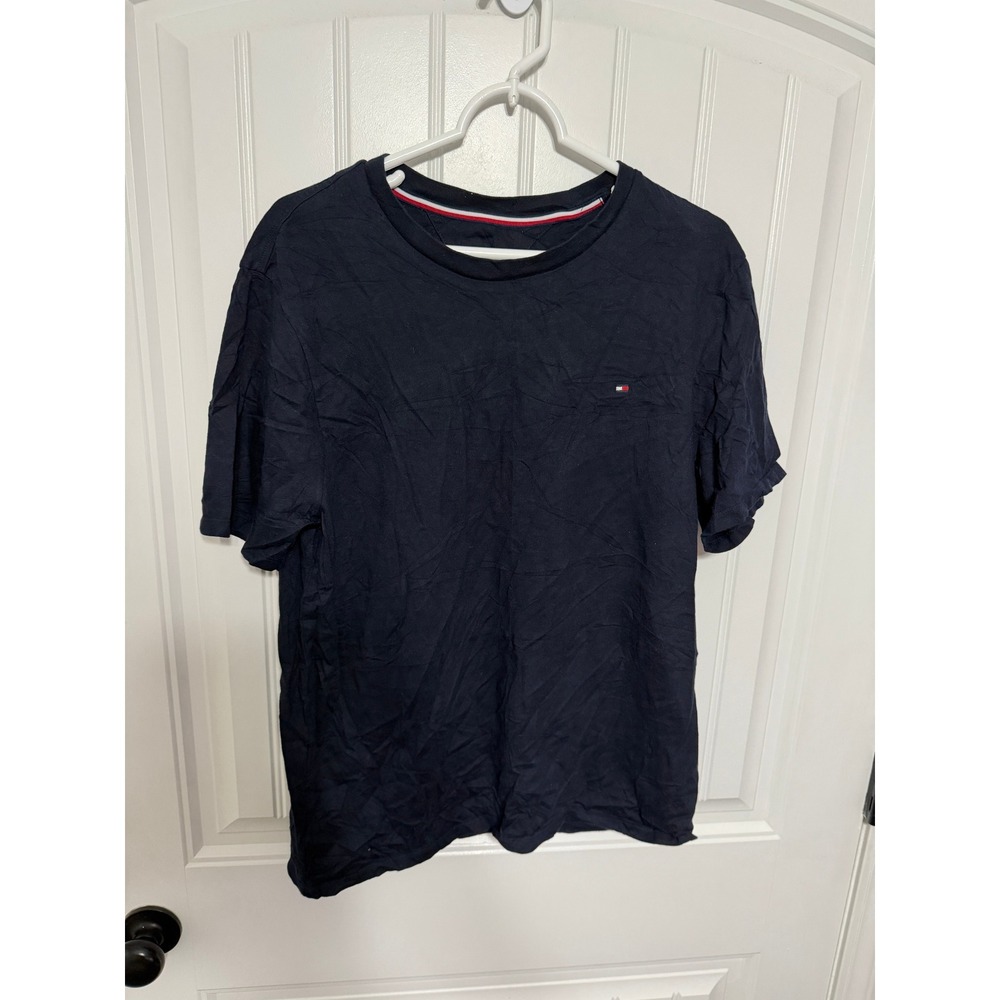 Tommy Hilfiger T-Shirt Mens Large Navy Blue Short Sleeve Cotton